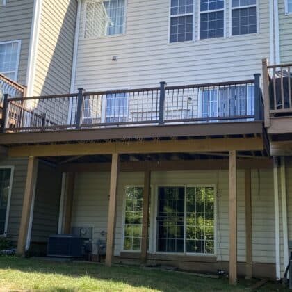 Photo of an elevated deck with under decking area