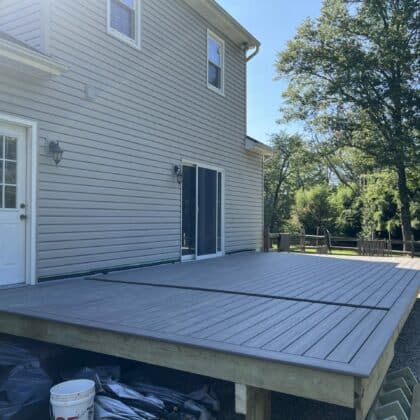 Photo of a deck being built