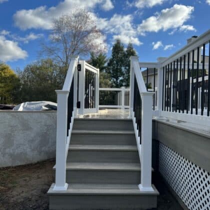 Photo of deck steps leading to pool deck