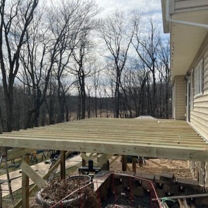 Photo of deck joists being installed