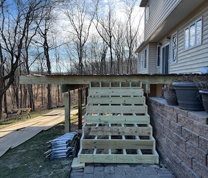 photo of deck stairs and deck framing