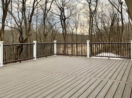 Photo of open deck with view of trees