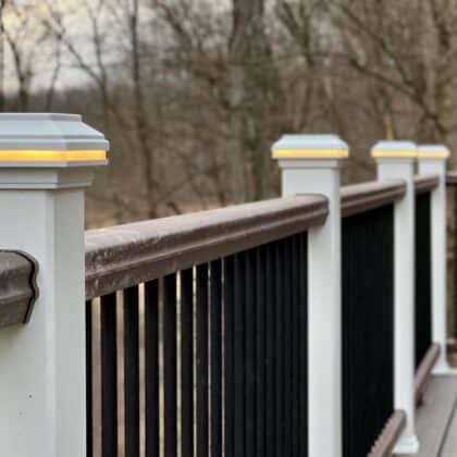 Photo of deck railing with post cap lights