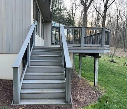 Composite deck stairs and rails - Deckorators decking project in New Hope PA