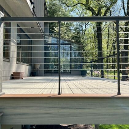 Composite Deck with cable railings - Deckorators decking project in New Hope PA