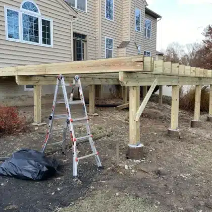 Timbertech decking project foundations - Deck building company in Pipersville PA