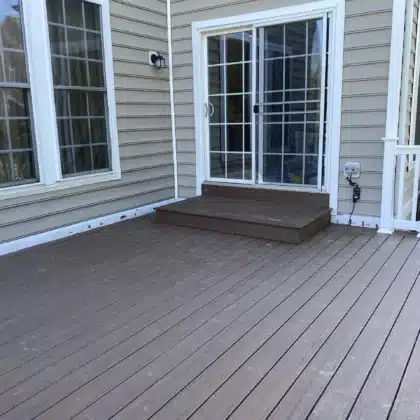 Timbertech decking project with white vinyl railings - Deck building company near me in Chester Springs PA