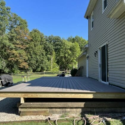 Side view of deck being built