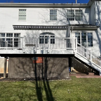 Custom Deck with Vinyl Railings built in Furlong, PA by Precision Decks