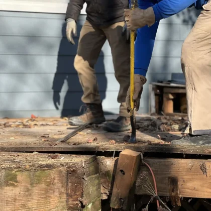 Deck building crew working on a deck remodeling project in Pipersville PA