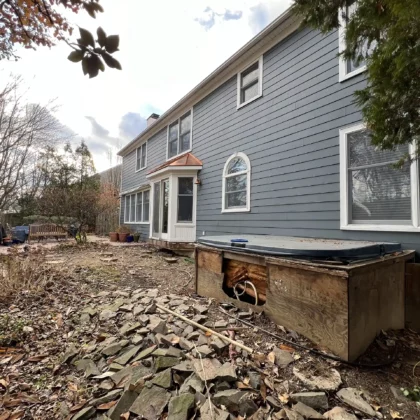 Photo of an old wood deck that was removed for a renovation project