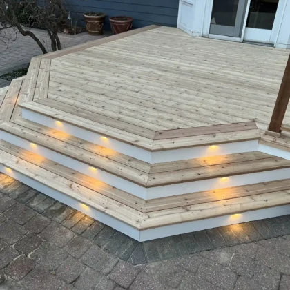 Wood Deck Stairs and Deck Lighting in Pipersville PA