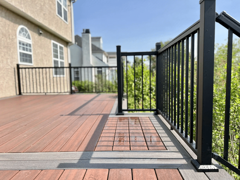 composite deck with black railing - Custom TimberTech Deck builder and contractor Bucks & Montgomery County Pennsylvania