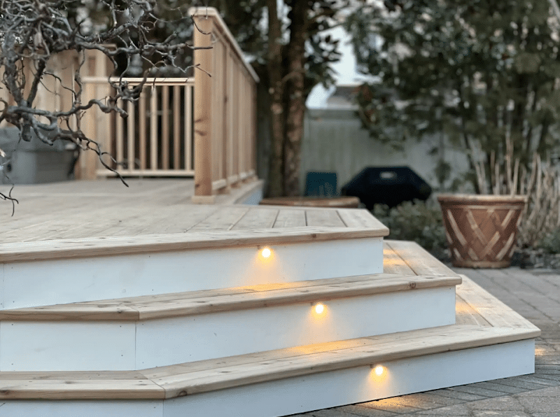 deck steps with in-step lighting - Custom Azek Deck builder and contractor Bucks & Montgomery County Pennsylvania