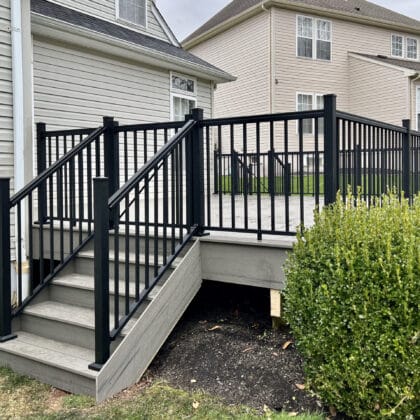 Composite Deck with black aluminum Railings in Perkasie, PA