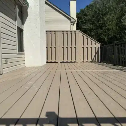 Trex decking boards in custom deck with black aluminum railings - Deck Building Contractor in Doylestown PA