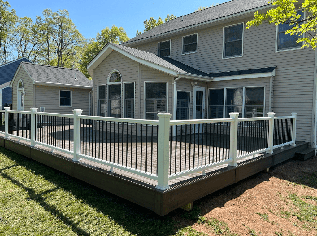 photo of a completed composite deck by a professional deck contractor