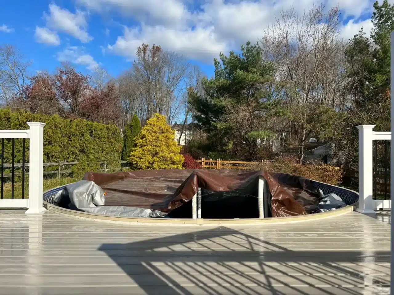 photo of a partial surround pool deck