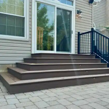 Composite deck stairs and steps with lighting - Deck Building company near me in Doylestown, PA